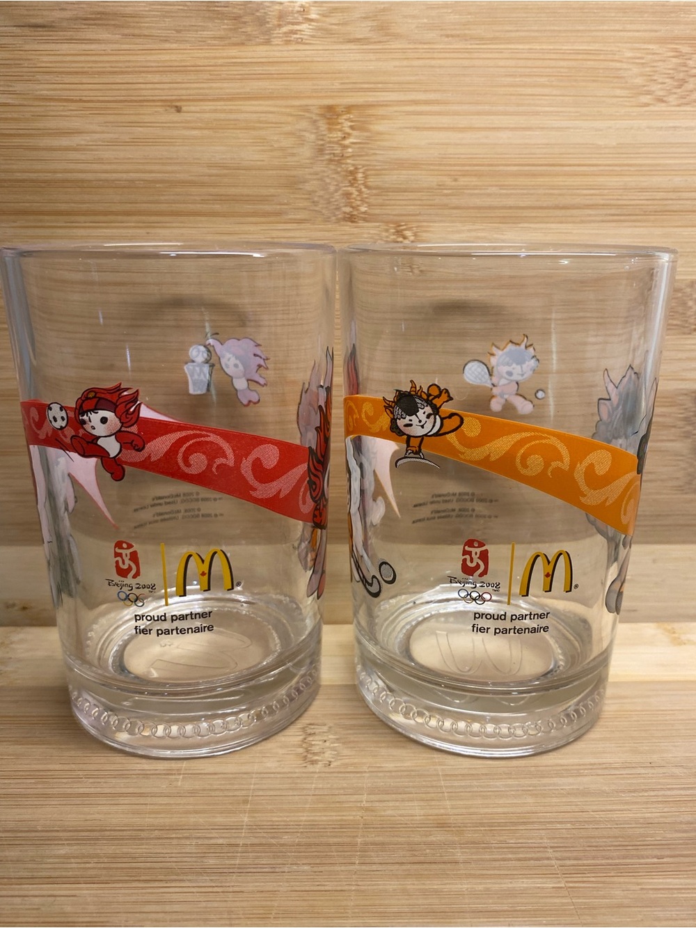 2008 McDonald’s Beijing Olympics Glasses Red Orange - Picture 3 of 6